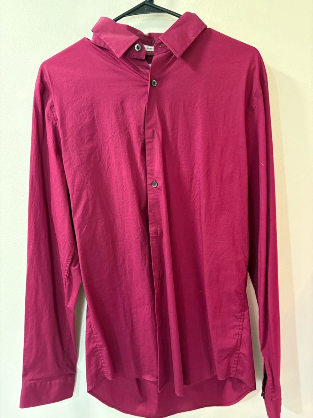 Express Men's Long-Sleeve Button-Up Shirt in Magenta